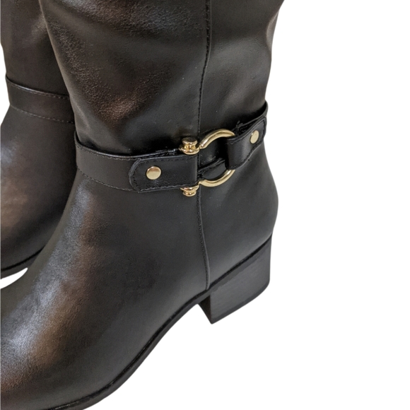 Karen Scott Vickyy Black Vegan Knee-High Block Heel Riding Boots Size 6.5 - Picture 6 of 10